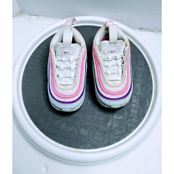 Nike Air Max 97 Toddler Sneakers 6C Pink/Purple Gradient Stripe Design White Sol - Picture 1 of 7